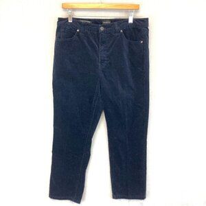 Talbots Corduroy Straight Leg Pants Womens Size 12P 12 Petite Navy Blue 34x25